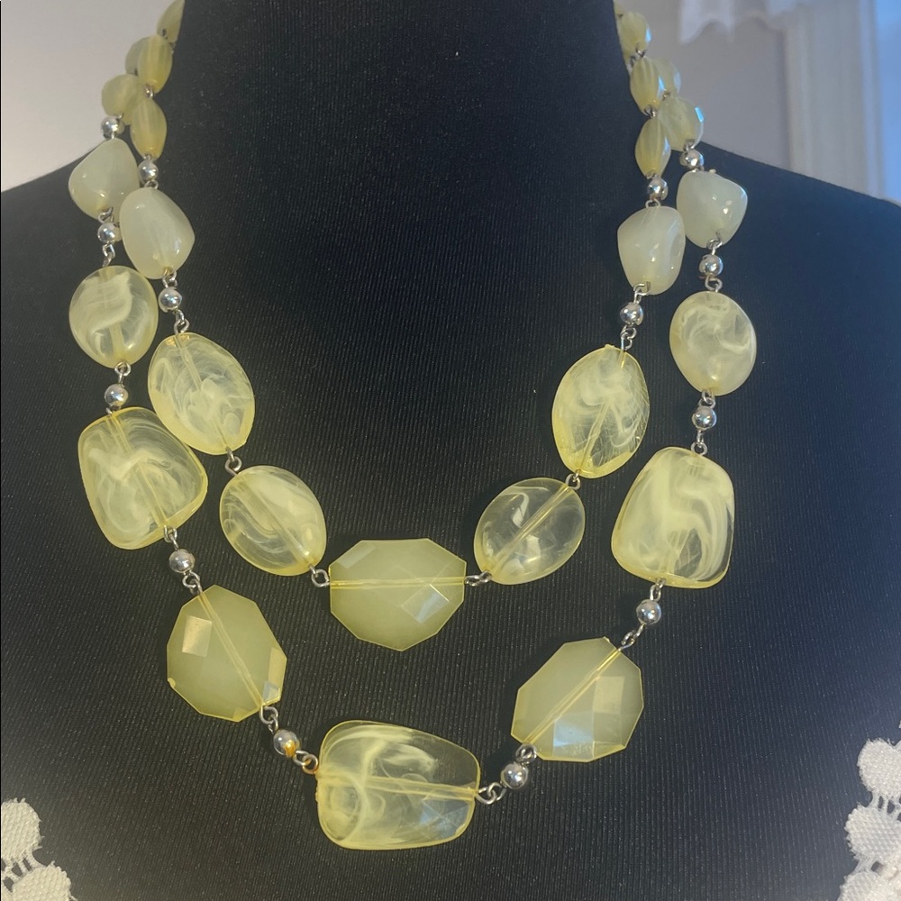 Chic Yellow Beaded Necklace signed NY